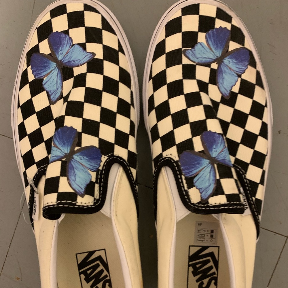 CUSTOM RARE VANS blue butterflies!!!  Brand new